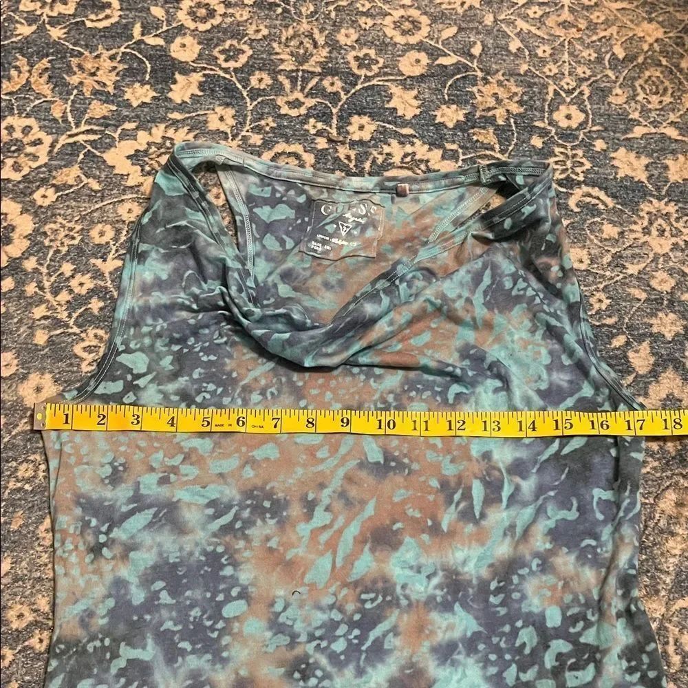 Guess Y2K Blue Patterned Design Pullover Racerback Top Bohemian - Picture 5 of 9